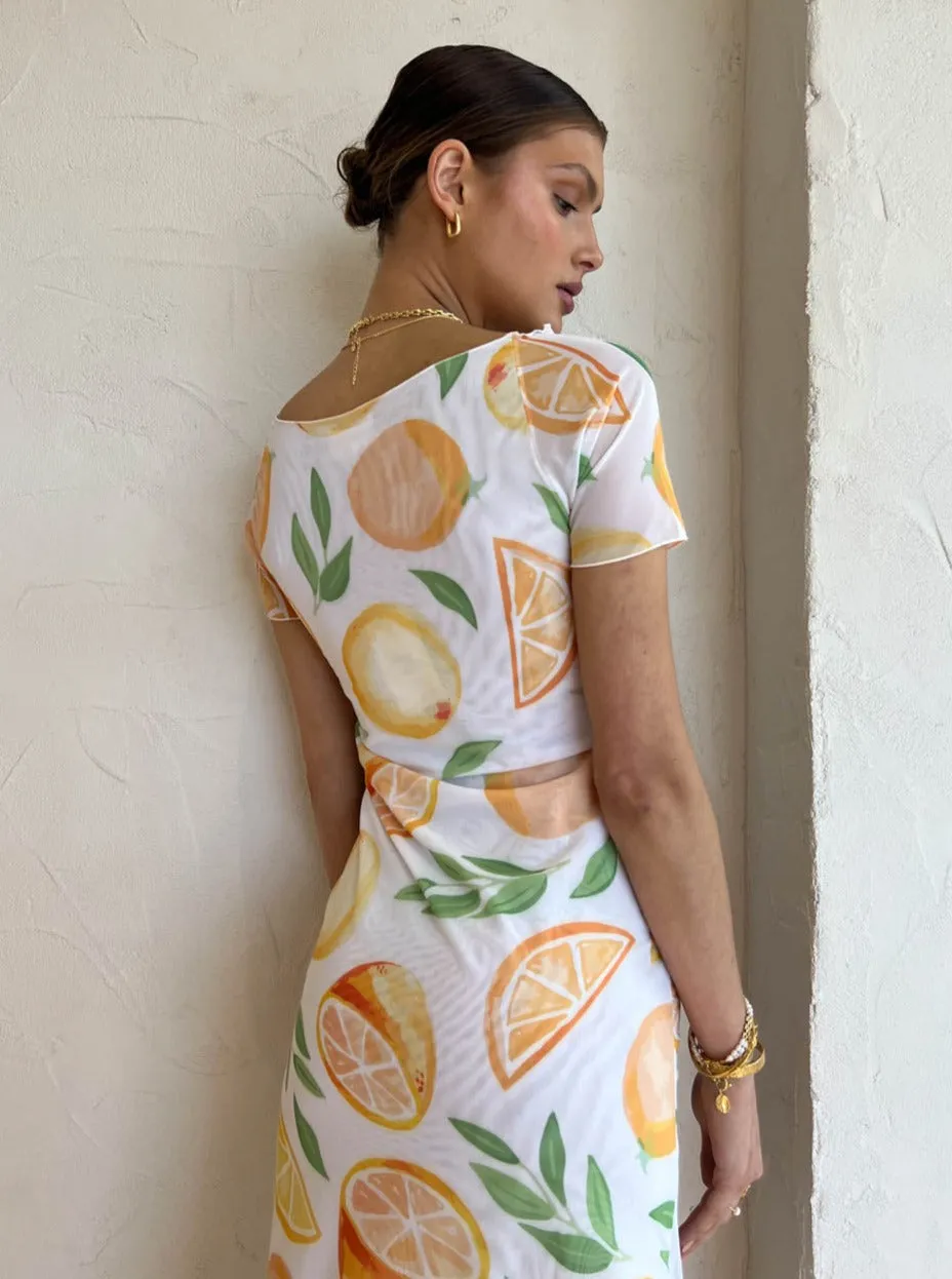 Ambra Maddalena Luna Midi Dress in Orange