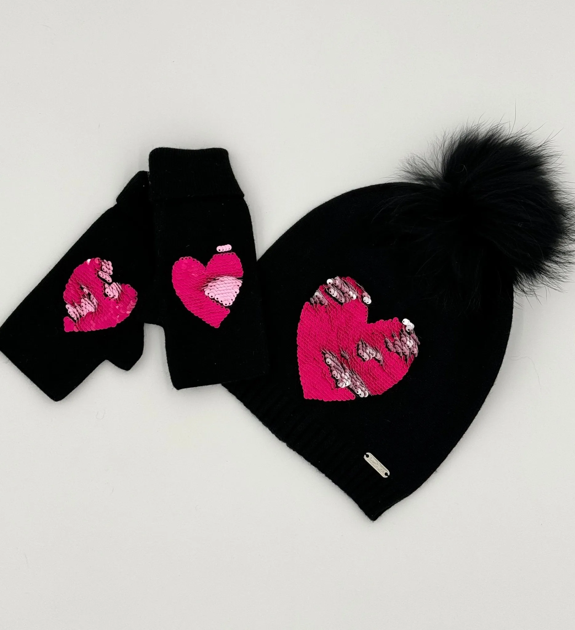 Black Reversible Sequin Winter Hat