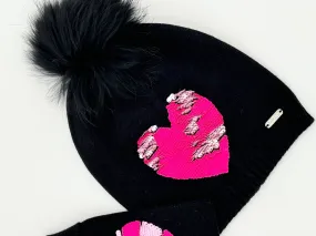 Black Reversible Sequin Winter Hat