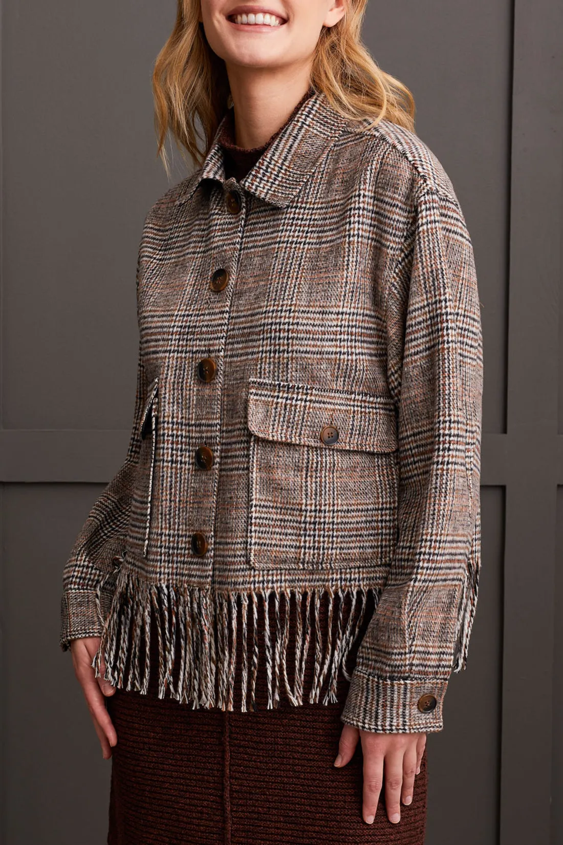 Crop Shacket With Fringe