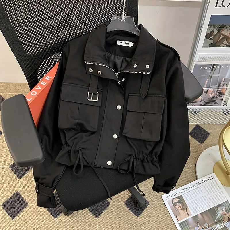 Flytonn-Fall Outfits Women Outwear Streetwear  college outfits 2024 Autumn New Fashion Korean Style Motorcycle Clothing Short Casual Jacket Slim Slimming Jacket for Women