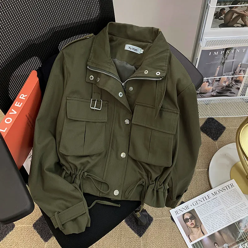 Flytonn-Fall Outfits Women Outwear Streetwear  college outfits 2024 Autumn New Fashion Korean Style Motorcycle Clothing Short Casual Jacket Slim Slimming Jacket for Women
