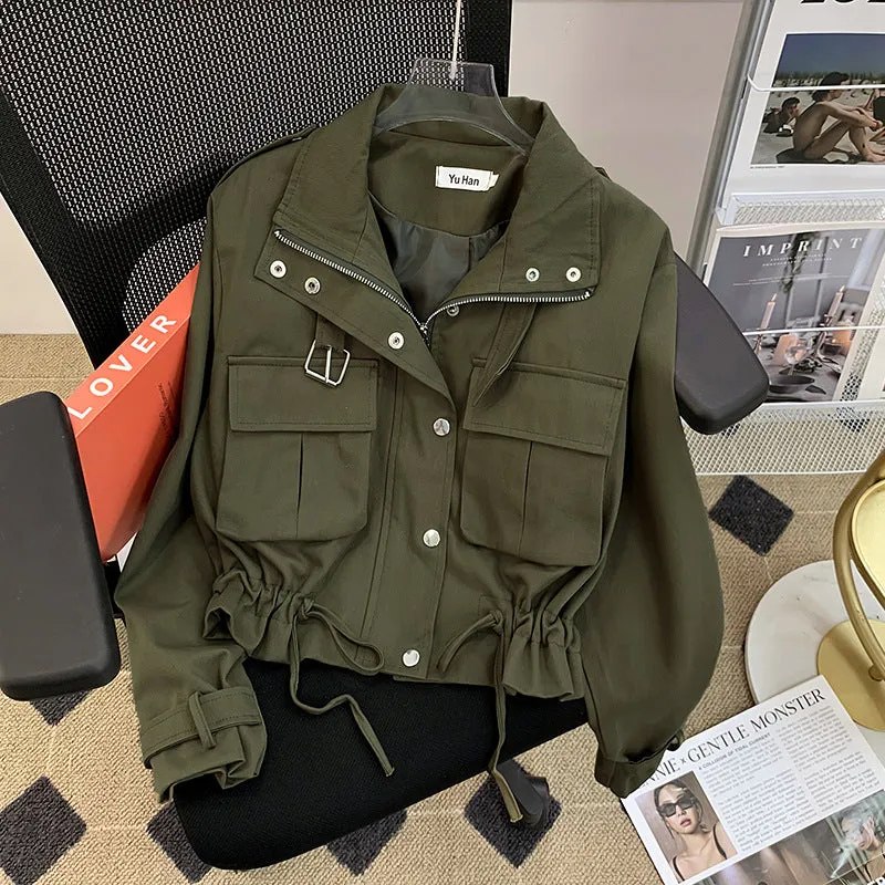 Flytonn-Fall Outfits Women Outwear Streetwear  college outfits 2024 Autumn New Fashion Korean Style Motorcycle Clothing Short Casual Jacket Slim Slimming Jacket for Women
