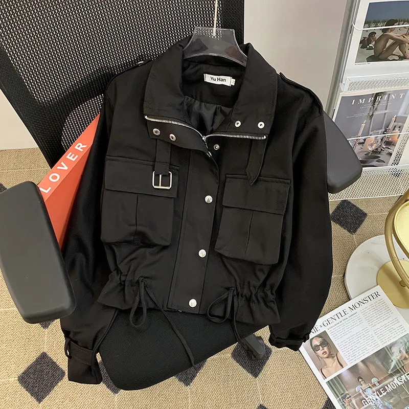 Flytonn-Fall Outfits Women Outwear Streetwear  college outfits 2024 Autumn New Fashion Korean Style Motorcycle Clothing Short Casual Jacket Slim Slimming Jacket for Women