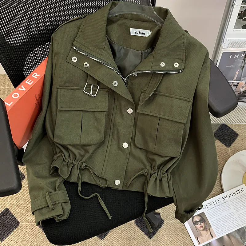 Flytonn-Fall Outfits Women Outwear Streetwear  college outfits 2024 Autumn New Fashion Korean Style Motorcycle Clothing Short Casual Jacket Slim Slimming Jacket for Women