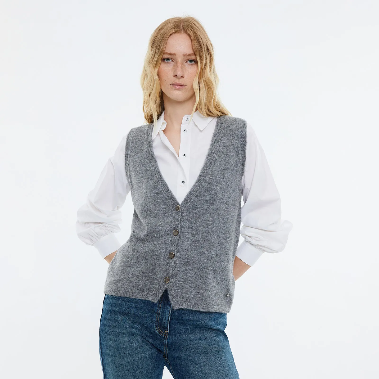 Grey V-Neck Vest