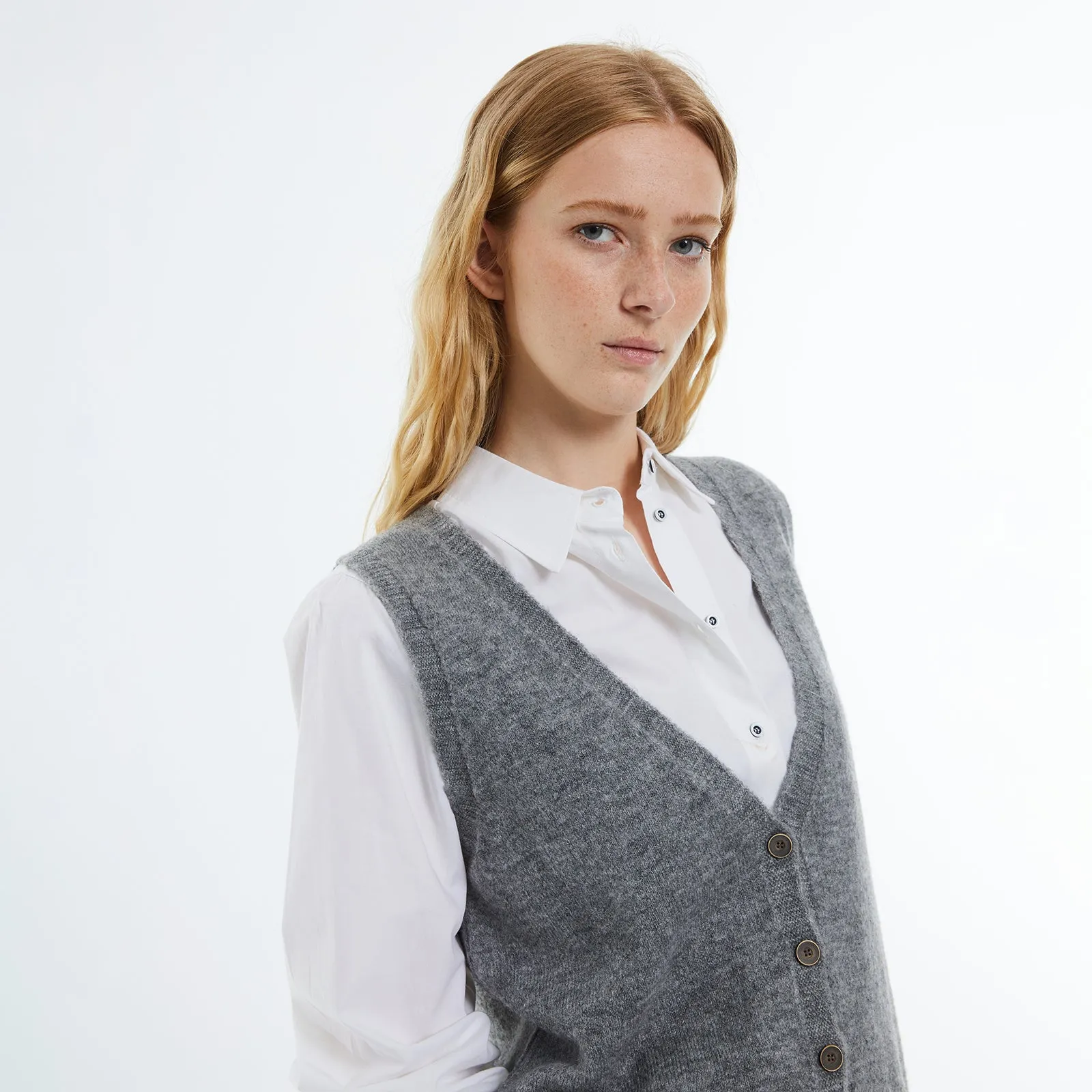 Grey V-Neck Vest