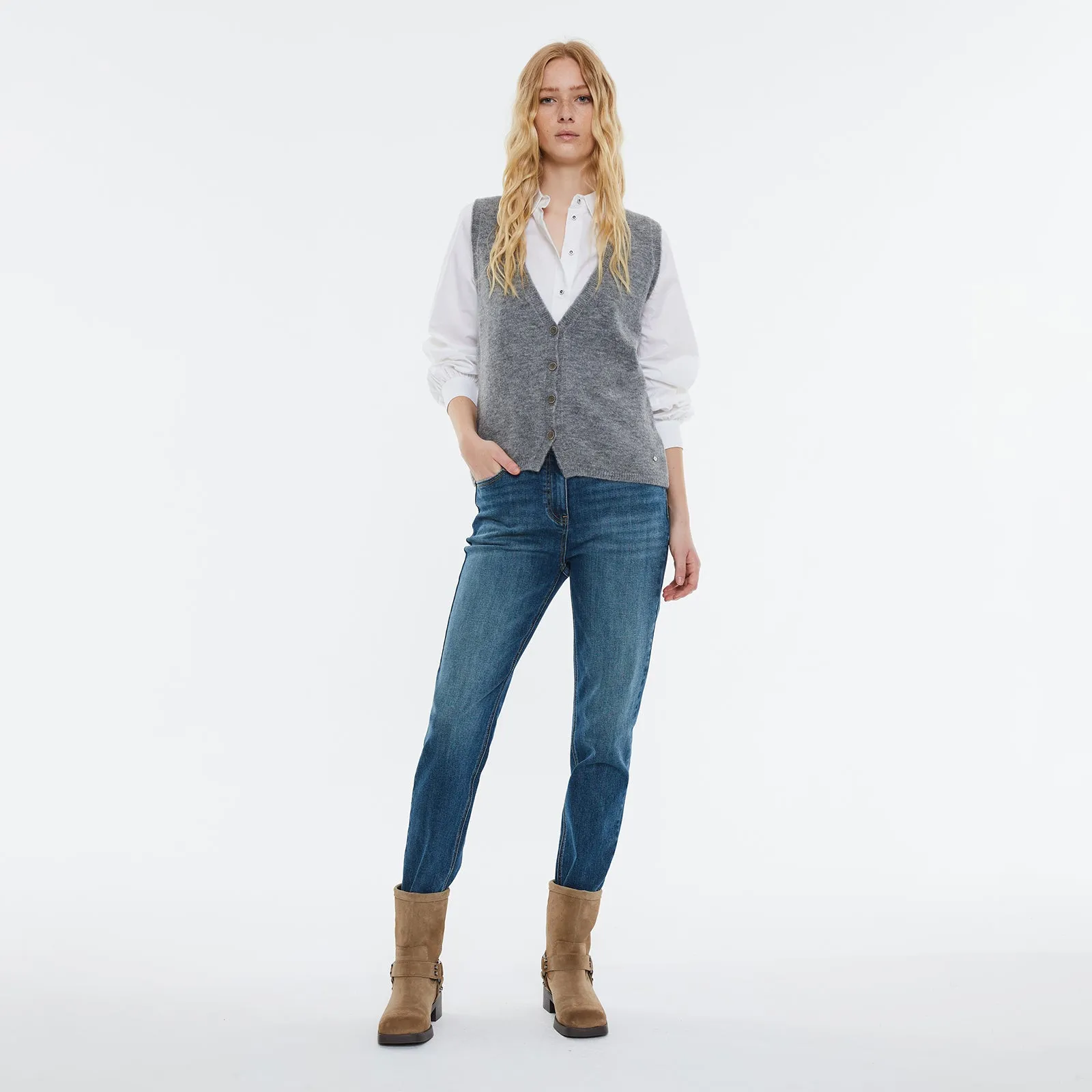 Grey V-Neck Vest