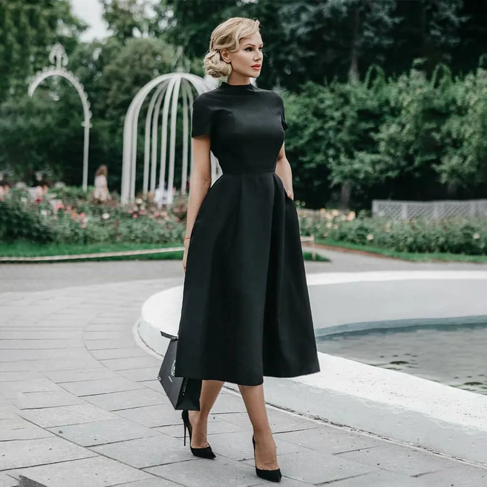 High Waist A-Line Slim & Fit Midi Dress