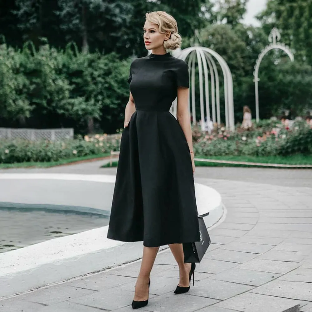 High Waist A-Line Slim & Fit Midi Dress