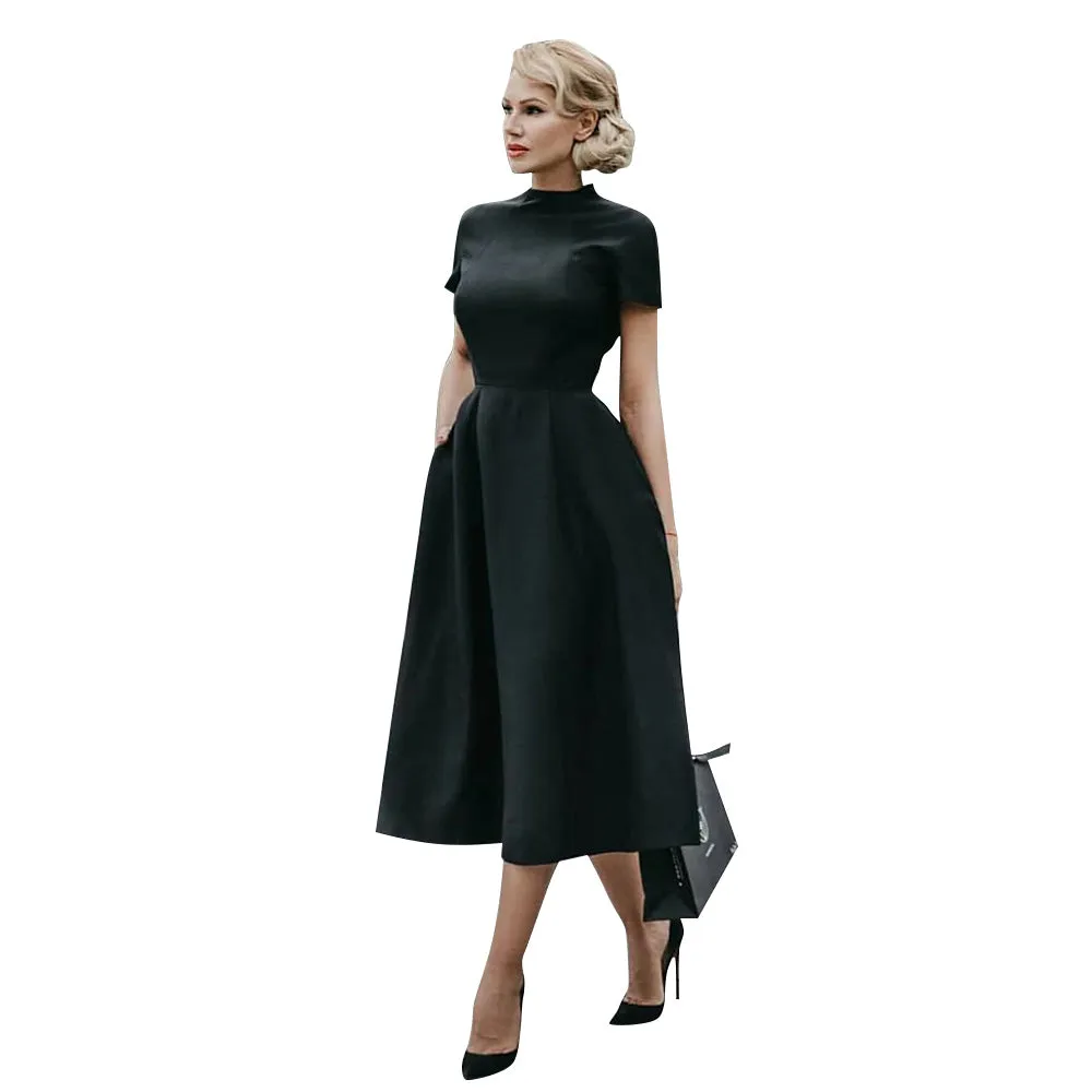High Waist A-Line Slim & Fit Midi Dress