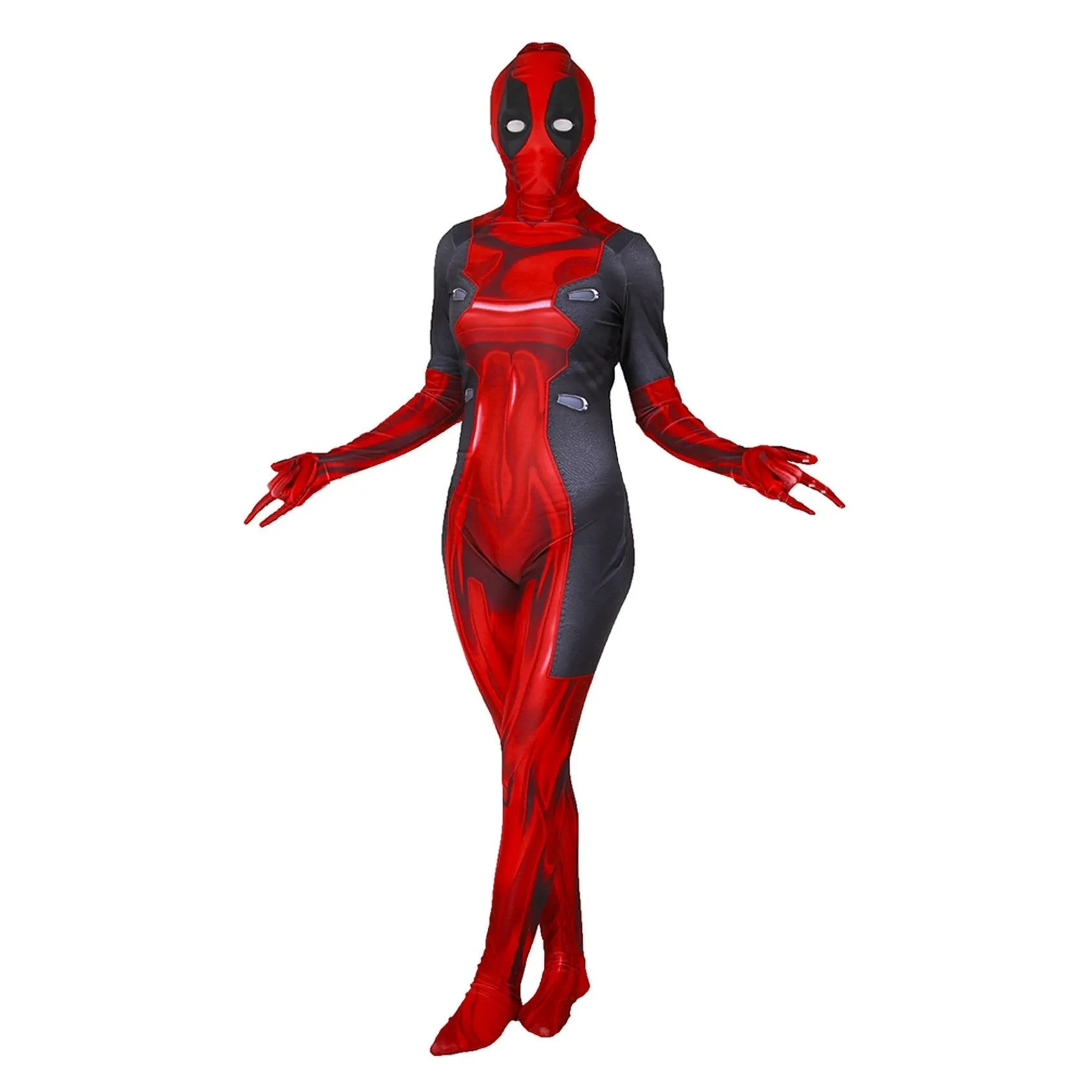 Lady and Men Kids Deadpool 3 Bodysuit Costume 2024 Deadpool Wolverine Red With Mask
