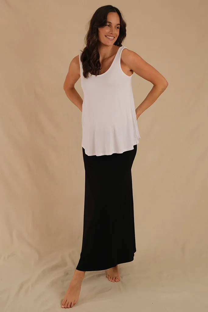 Lana Long Maternity Skirt - Black