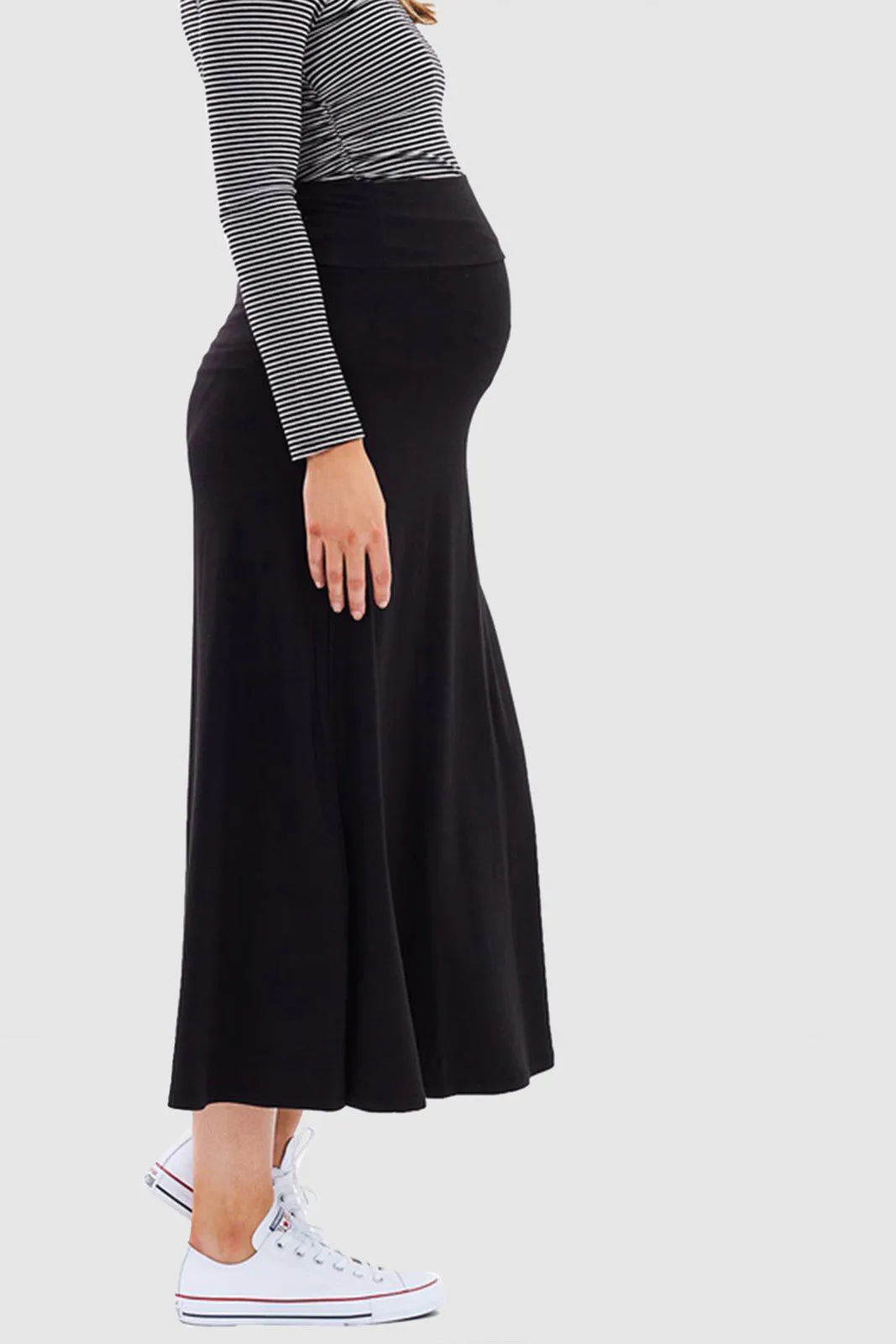 Lana Long Maternity Skirt - Black