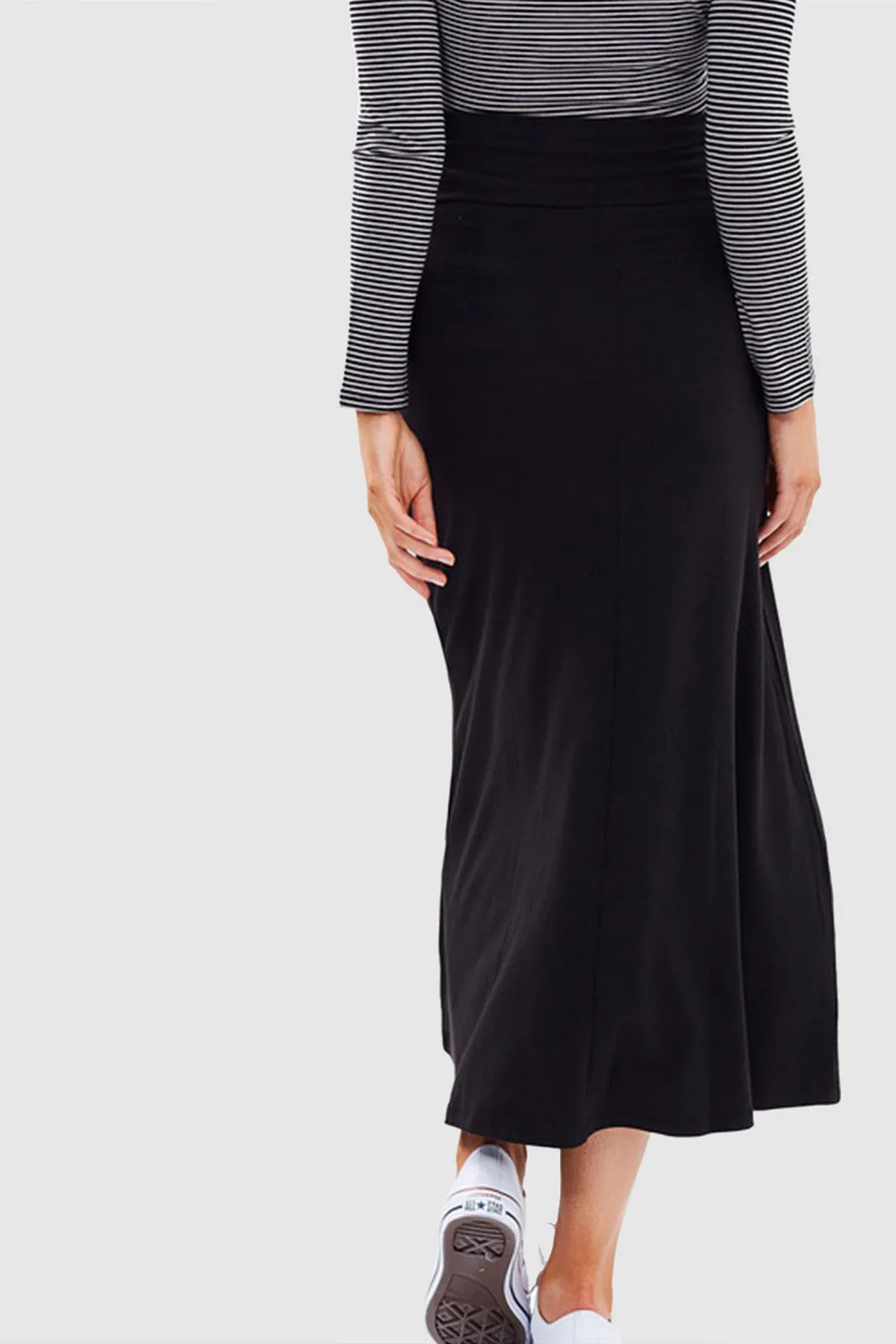 Lana Long Maternity Skirt - Black