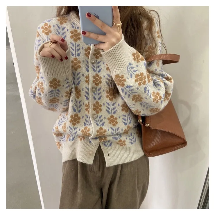 Purpdrank - Autumn Cardigan Women Sweet Knitted Sweater Cozy Preppy Ulzzang Cute Holiday Loose Knitwear Coat Thickened Pull Femme