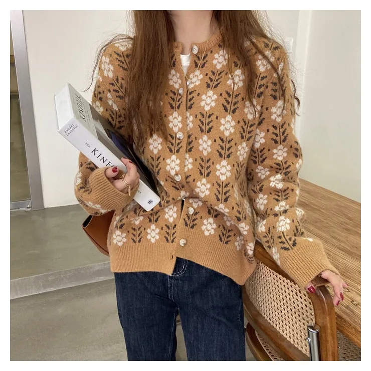 Purpdrank - Autumn Cardigan Women Sweet Knitted Sweater Cozy Preppy Ulzzang Cute Holiday Loose Knitwear Coat Thickened Pull Femme