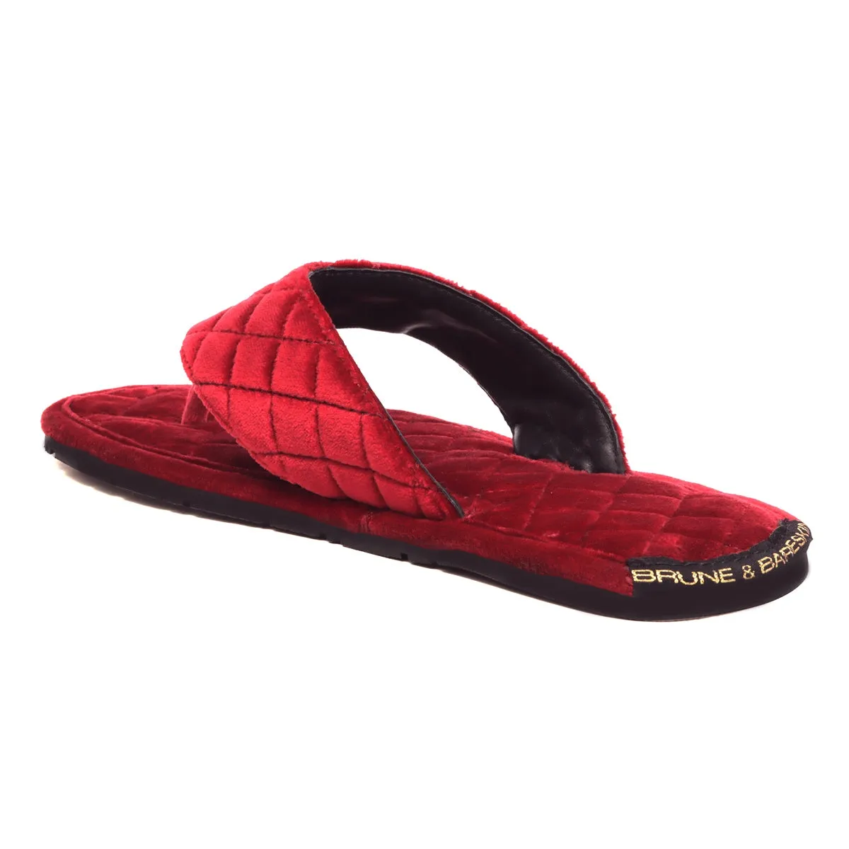 Red V-Strap Velvet Slippers