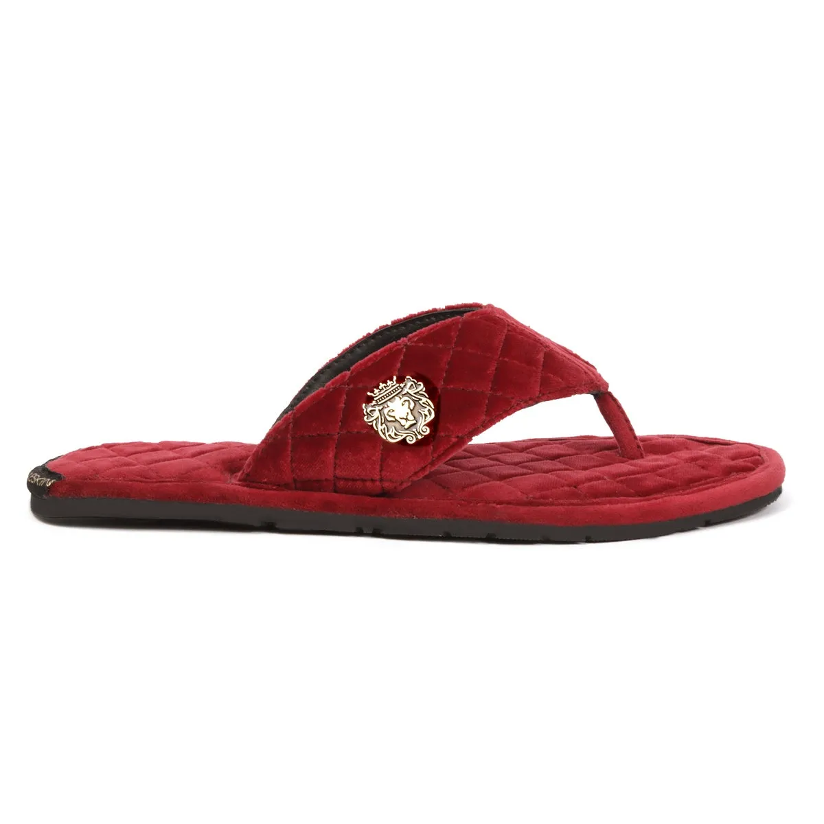 Red V-Strap Velvet Slippers