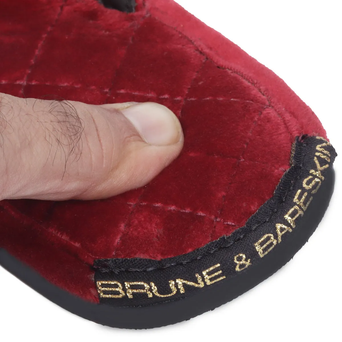 Red V-Strap Velvet Slippers