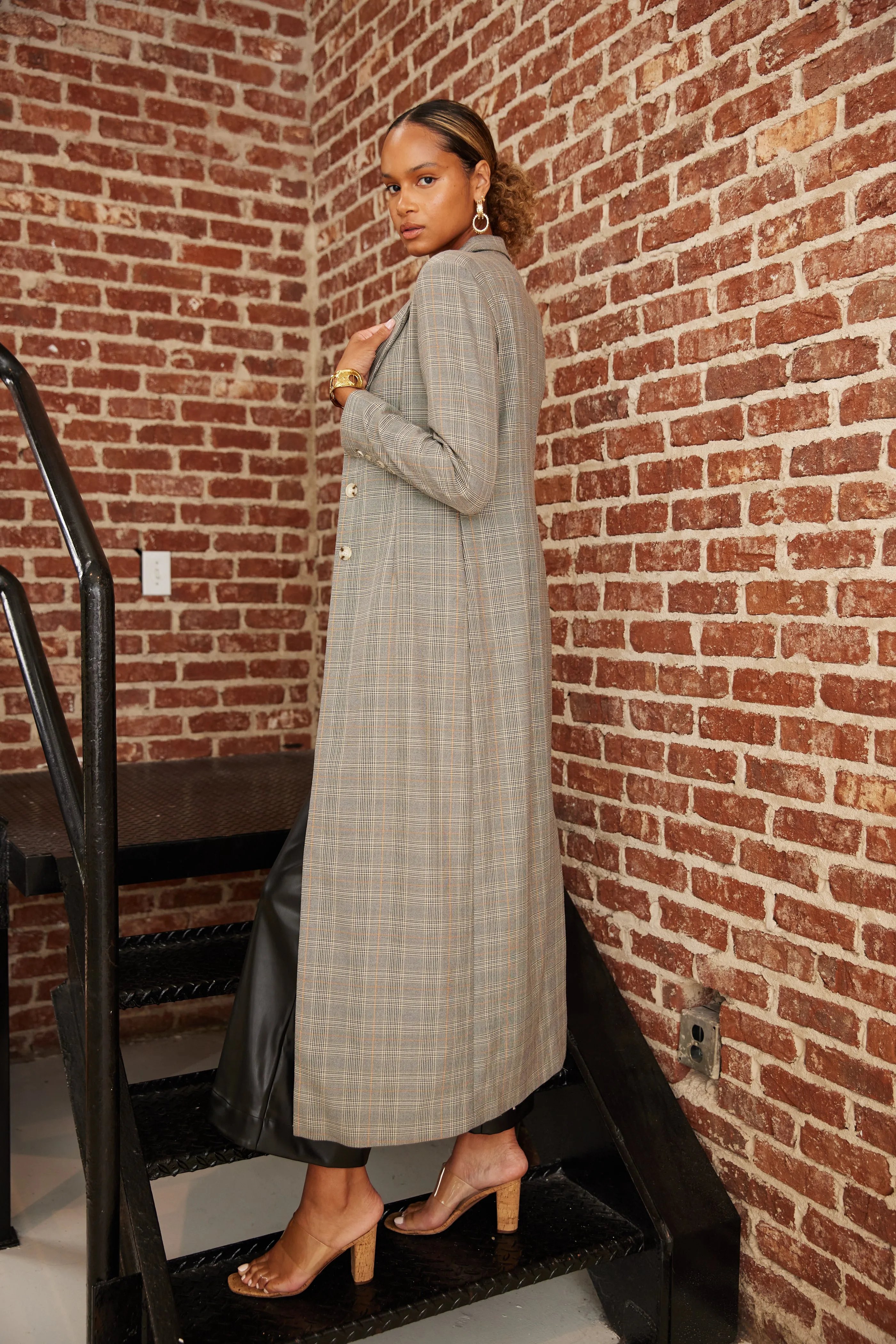 SALE - Julie Extra Long Plaid Blazer