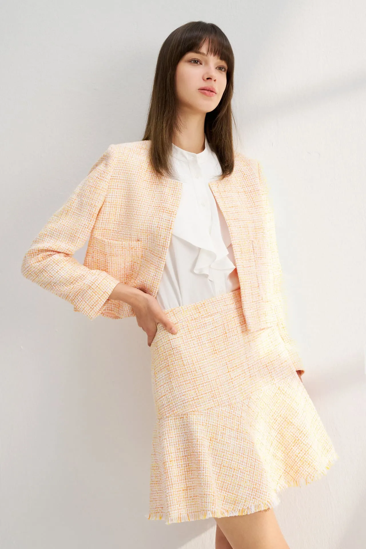 Tweed Round Neck Jacket