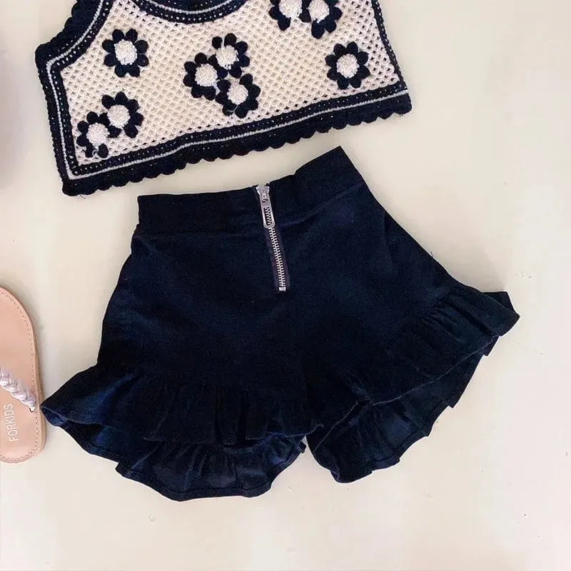 Vintage Crochet Knitted Sleeveless Vest Set
