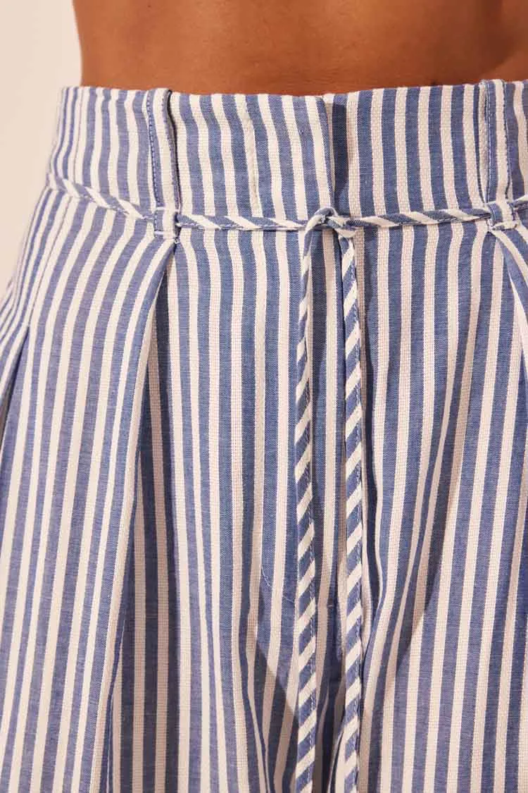 Yasmine Belted Pant in Chambray Blue